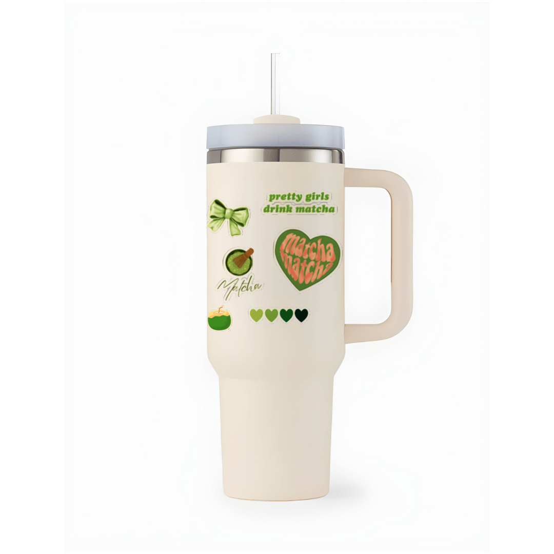 The Matcha Magic Tumbler - Memories InsiteGREEN STICKER TUMBLER-WHITE STAN